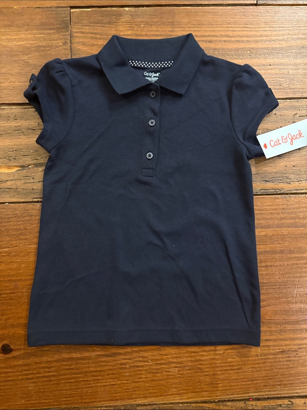 Cat & Jack Navy Short Sleeve Polo Top